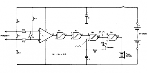 Schematic for the low-voltage continuity tester