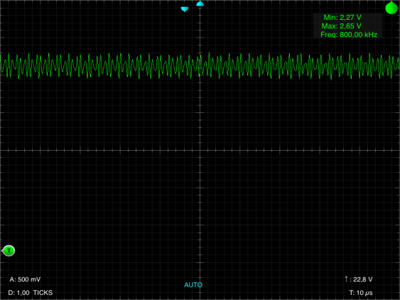 13 MHz sigmnal with the iMSO-104 in 10x mode with 10µs time base