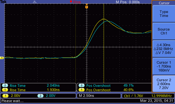 rise time for 13 MHz square wave with 200 MHz probe
