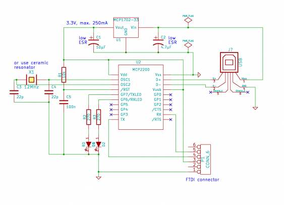 MCP2200 breakout schematic