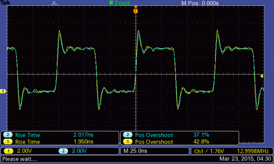 13 MHz square wave on TBS1202B-EDU